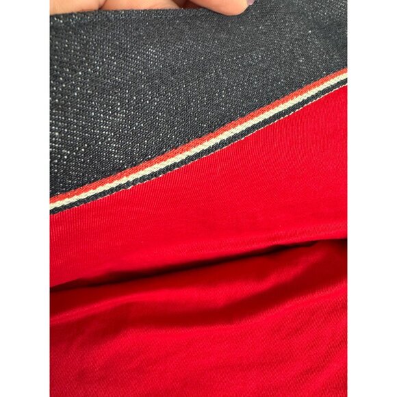 True Religion Denim Lined Tote Bag With Leather Straps & Red Interior NWOT - Picture 9 of 11